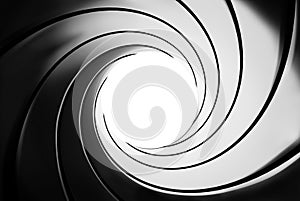 Gun barrel effect - a classic James Bond 007 theme - 3D illustration photo