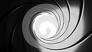 Gun barrel effect - a classic James Bond 007 theme - 3D illustration photo