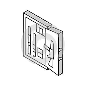 gun cabinet safe isometric icon vector illustration