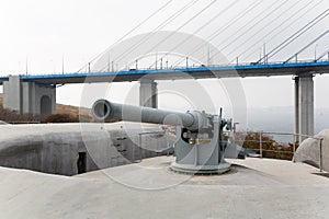 Gun of coastal batterie in Vladivostok fortress