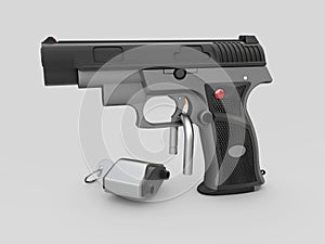 Gun Control Concept. Gun 3d illustration with padlock unlocking the trigger