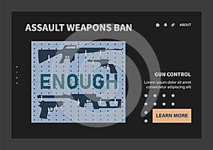 Gun control dark or night mode set. Second amendment ban. Weapon