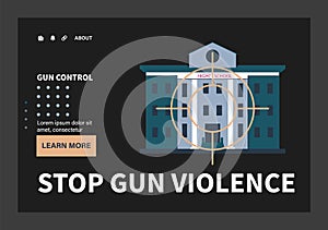Gun control dark or night mode set. Second amendment ban. Weapon