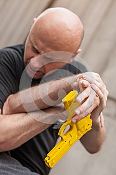 Gun Disarm. Self defense techniques against a gun point.