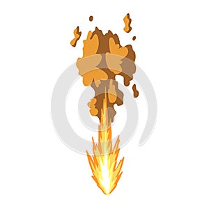 Gun flashe or gunshot animation. Fire explosion effect during the shot with the gun. Cartoon flash effect of bullet photo