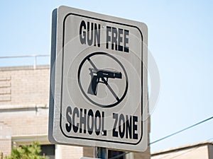 Gun free school zone sign in Atlantic city, NJ, USA