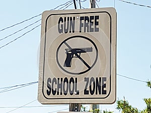 Gun free school zone sign in Atlantic city, NJ, USA