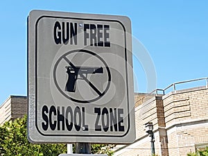 Gun free school zone sign in Atlantic city, NJ, USA