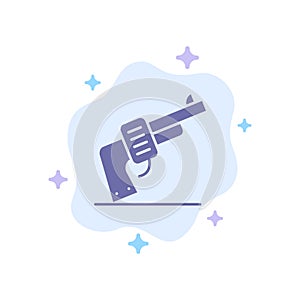 Gun, Hand, Weapon, American Blue Icon on Abstract Cloud Background