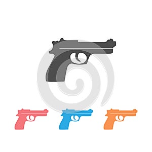 Gun Icon Set. Weapon Vector. Military Equipment Illustration Logo