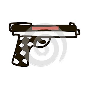 Gun icon. Vector gun icon. Pistol symbol in doodle style. Hand drawn isolated on white background.
