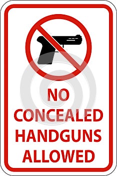 Gun Law Sign No Concealed Handguns Allowed Sign