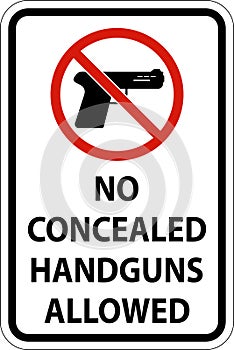 Gun Law Sign No Concealed Handguns Allowed Sign