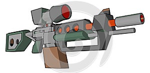 Gun loaded with bullet vector or color illustration