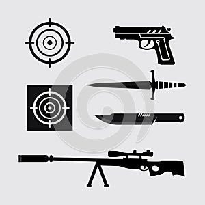 Gun logo icon and tactical design guns vector illustration