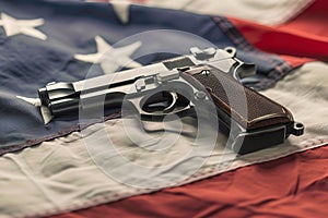 Gun lying on American flag