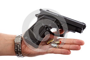 Gun in man hand