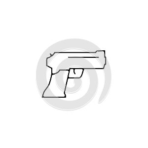 Gun, pistol thin line icon. pistol Hand Drawn thin line icon