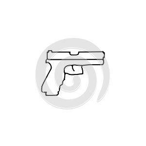 Gun, pistol thin line icon. pistol Hand Drawn thin line icon