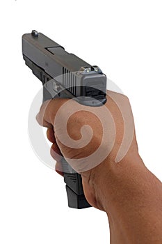 Gun pointing at you white background