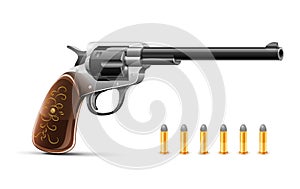 Gun revolver with bullet photo