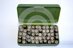 Gun shells in ammunition box