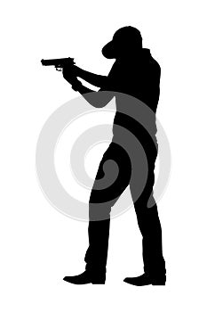 Gun shooting instructor silhouette vector