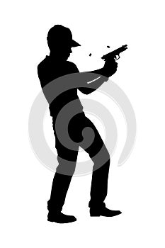 Gun shooting instructor silhouette vector
