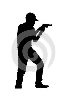 Gun shooting instructor silhouette vector