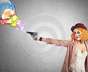 Gun shoots bubbles