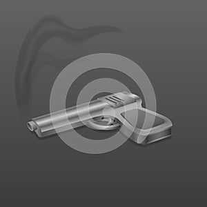 Gun with smoke on dark background vector illustration