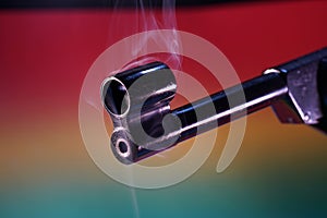 Gun with smoking barrel recorded in the studio