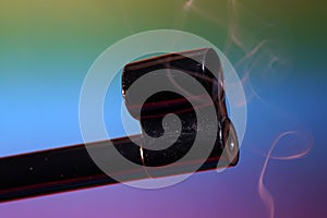 Gun with smoking barrel recorded in the studio