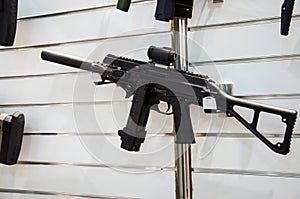 Gun wall rack with rifles