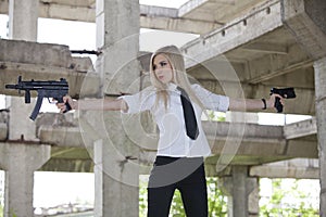 Gun woman with two guns