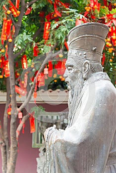 Confucius Statue at Foshan Confucius Temple. a famous historic site in Foshan, Guangdong, China.