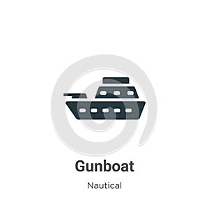 Gunboat vector icon on white background. Flat vector gunboat icon symbol sign from modern nautical collection for mobile concept