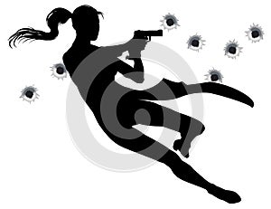 Gunfight action woman