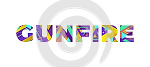 Gunfire Concept Retro Colorful Word Art Illustration