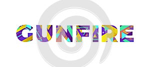 Gunfire Concept Retro Colorful Word Art Illustration photo