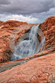 Gunlock Falls State Park Reservoir waterfall views, Utah by St George. 2023 record snowpack spring run off