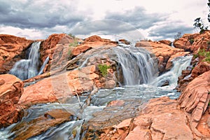 Gunlock Falls State Park Reservoir waterfall views, Utah by St George. 2023 record snowpack spring run off