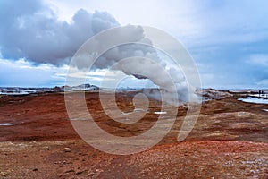 Gunnuhver geothermal area in reykjanes peninsula Iceland