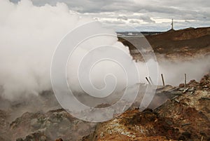 Gunnuhver hot spring in Reykjanes, Iceland
