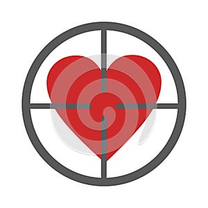 Gunpoint heart icon vector simple