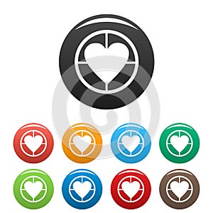 Gunpoint heart icons set simple