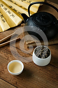 Gunpowder green tea with tea soup