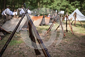 Guns from I Word War with a military camp