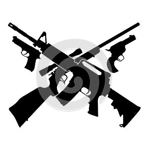 Guns Pistols and Crossed Rifles Isolated Vector Illustration photo