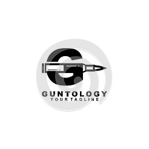 guntology initial G with bullet vector logo design